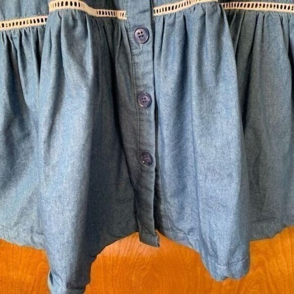 En Saison Tara Tiered Cotton Trapeze Shirtdress In Chambray Blue Size XS - Picture 8 of 12